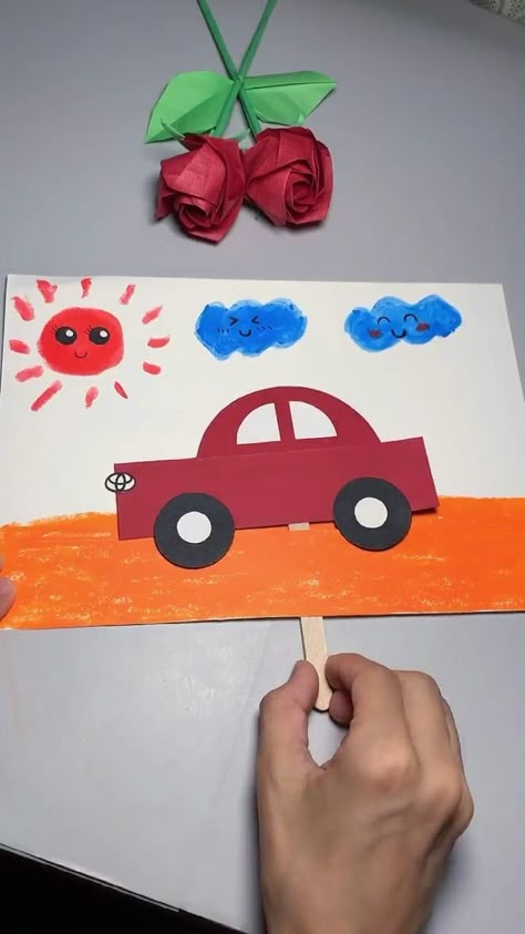 Simple Art Crafts For Preschool, Easy Crafts For Preschoolers Simple, Art And Craft Transportation For Kids, Car Crafts For Kids Preschool, Car Craft For Kids, Transport Craft, Transportation Preschool Activities, Paper Craft Work, Transportation Crafts