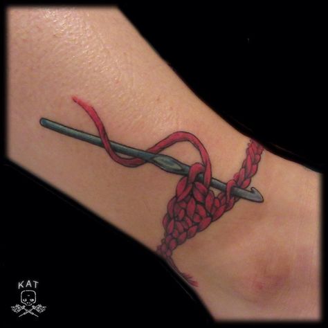 Crochet Tattoo Ideas, Betty Tattoo, Discworld Tattoo, Yarn Tattoo, Sailor Jerry Tattoo Flash, Knitting Tattoo, Tattoo Font Styles, Square Tattoo, Tattoos Zodiac