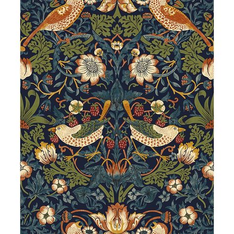 Alcott Hill® Buckwalter Paradise Birds 32.8' L x 20.87" W Wallpaper Roll | Wayfair Strawberry Thief Wallpaper, Thief Wallpaper, The Strawberry Thief, Garden Wallpaper, Wallpaper For Sale, Strawberry Thief, W Wallpaper, Inspire Me Home Decor, Contemporary Wallpaper