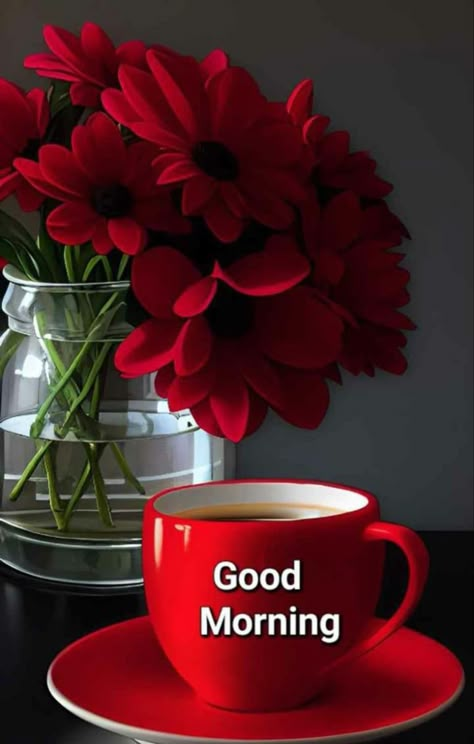 Red Coffee Cup, Gif Good Morning, Good Morning Massage, Good Morning Wishes Gif, Good Morning Tea, Morning Coffee Gif, Morning Msg, Good Morning Coffee Gif, Good Morning Coffee Images