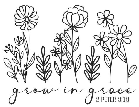 SVG Bible Journaling Ideas Drawings, Grow In Grace, 2 Peter, Christian Svg, Cricut Craft Room, Cricut Projects Vinyl, Bible Art, Christian Shirts, Cricut Crafts