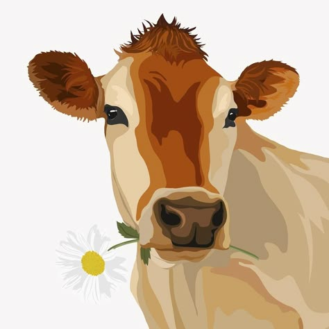 Farm Animal Paintings, Decorative Wall Decor, Aesthetic Animals, Cow Photography, Graphic Cow, Cow Art Print, Cow Vector, Cow Illustration, Background Psd