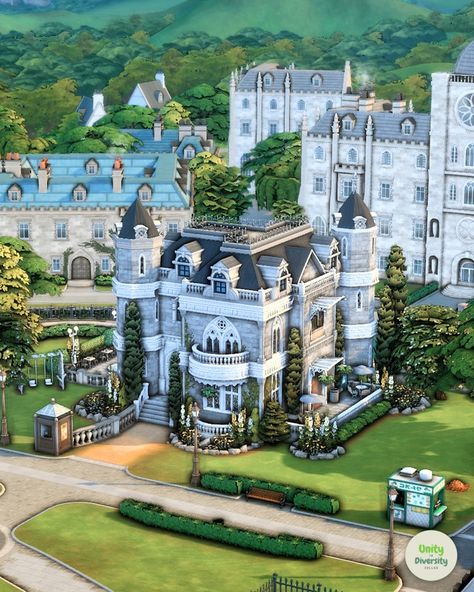 French Library and Cafe || NO CC | Patreon Sims 4 Library Cc, Sims 4 Library, French Library, Sims Lots, Sims4 House, Library Cafe, Cc Patreon, Castle Estate, Sims Houses