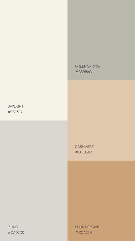 Set of nine Color Palettes of Natural tonesMutedgender neutral colour palette for luxury brandDaylightRhinoGreen SpringCashmereBurning SandA Multidisciplinary Studio that specializes in Brand Identity Design and Creative Direction for Soulful fashionbeautywellness and lifestyle brandsdesign colorpalette neutral naturalcolor Neutral Colour Palette Aesthetic, Colour Palette Cool Tones, Neutral Palette Hex Codes, Daylight Color Palette, Cashmere Colour Palette, White Sand Color Palette, Sand Tones Palette, Refined Color Palette, Gender Neutral Color Scheme