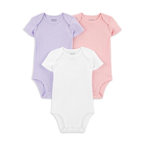 Carter's Child of Mine Baby Girl Bodysuits, 3-Pack, Sizes Preemie-18 Months - Walmart.com Gerber Baby, Future Mom, Cotton Bodysuit, Perfect Baby Shower Gift, Baby Boy Or Girl, Short Sleeve Bodysuit, Simple Dresses, Sleeve Cotton