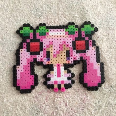 Hatsune Miku Miku Perler, Sakura Miku, Hamma Beads Ideas, Fuse Bead Patterns, Pixel Art Templates, Perler Art, Hama Beads Design, Perler Bead Templates, Perler Crafts