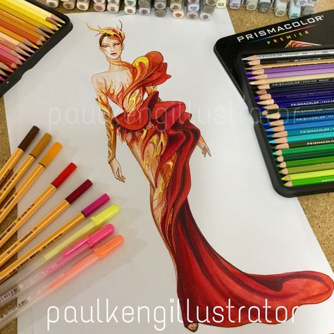 Fashion Design & Illustration by @paulkengillustrator Fashion Figure Drawing, Fashion Drawing Sketches, Fashion Illustrations Techniques, Dress Illustration, Fashion Drawing Tutorial, Fashion Illustration Sketches Dresses, Fashion Design Sketchbook, Fashion Design Collection, Watercolor Fashion