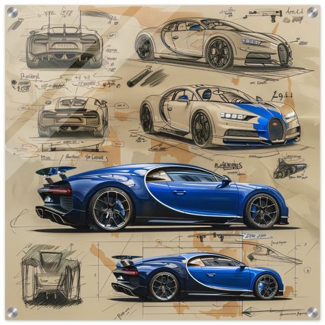 Bugatti Chiron Glass Wall Art | Bugatti Chiron BluePrint Wall Art | Bugatti Chiron Car Lovers Gifts Acrylic prints add depth and impact to any artwork. Built to last and guaranteed to add an element of sophistication to any space, these are lightweight, shatterproof, and temperature-resistant, making them easy to mount on your walls. They are made from high-quality materials, can maintain their vibrant colors and crisp details for years. Features: The crystal-clear acrylic prints are approximate Eb110 Bugatti, Car Collage, Bugatti Chiron Pur Sport, Cars Art, Car Lover Gifts, Modern Cars, Cool Car Drawings, Future Cars, Car Design Sketch