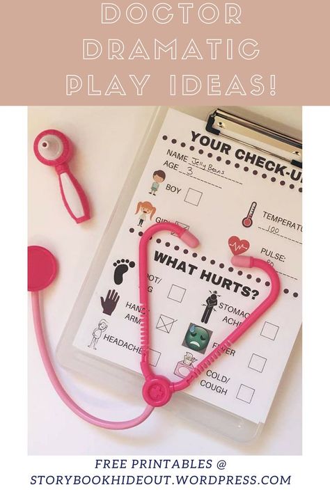 Pretend Play Doctors Office, Dramatic Play Space, Doctor Dramatic Play, Dramatic Play Ideas, Doctor Role Play, Pretend Play Printables, Community Helpers Theme, Doctor Graduation Gift, Dramatic Play Preschool