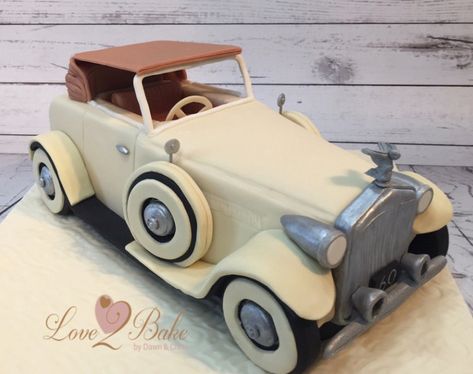 Car cake topper - vintage car - Rolls Royce cake topper Retro Car Cake, Vintage Car Cakes For Men, Vintage Car Cake, Cars Cake Topper, Car Cakes For Men, Vintage Car Birthday, Best Small Cars, Cars Theme Cake, Car Cake Toppers