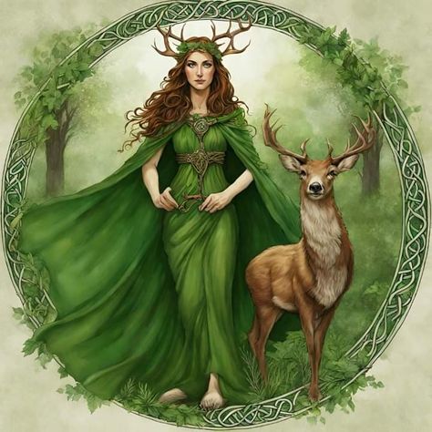 Deer Mother Goddess, Gaia Goddess Art, Goddess Eostre, Moth Goddess, Celtic Quotes, Deer Goddess, Freyja Goddess, Deer Woman, Mother Nature Goddess