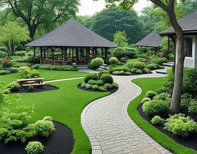 Big Garden Design, Holiday Destinations In India, Formal Garden Design, Landscape Walkway, Land Scapes, Residential Neighborhood, Fence Plants, Landscape Hardscape, Backyard Design Layout