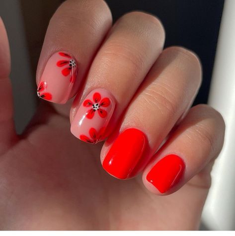 Red Summer Nails, Romantic Nails, Fall Gel Nails, Fall Nail Art Designs, Subtle Nails, Happy Nails, Red Nail Designs, Simple Nail Art Designs, Colorful Nail Designs