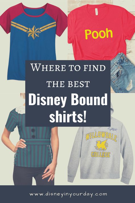 Looking for a simple way to create your own Disneybound or Disney inspired look? Whether it's for a future parks visit just to bring some magic into your home, here are some disney bound shirts for an easy outfit! #disneybound #disneybounding #disneyshirts #disneycharacters #disneyfashion Easy Disney Bounding Outfits, Disney Bounding Family Outfits, Disney Bound Shirts Summer, Disney Bounding Couples, Group Disneybound, Family Disney Bounding Outfits, Cheap Disney Style Shirt For Disney Trips, Disney Bounding Outfits, Casual Graphic Print T-shirt For Disney Trips