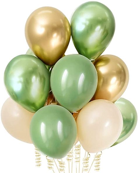 Sage Balloons, Neutral Garland, Jungle Decorations, Wedding Photo Booth Props, Green Balloon, Fiesta Baby Shower, Baby Shower Backdrop, Happy Birthday Parties, Gold Balloons