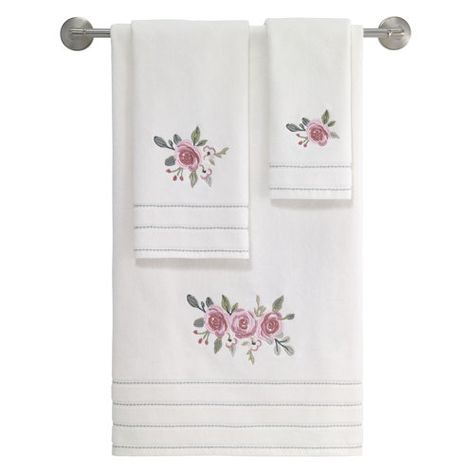 House of Hampton® Mordenhill Spring Garden 100% Cotton Hand Towel | Wayfair Embroidered Peonies, Fabric Ring, Towel Embroidery Designs, Towel Embroidery, Green Border, Embroidery Book, Fingertip Towels, Turkish Cotton Towels, Cotton Hand Towels