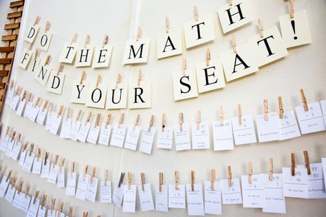 haha!!  I would *love* to make you fools do math to find your tables!!  Don't worry; I won't. Wedding Guest Activities, Classroom Library Organization, Science Wedding, Wedding Slideshow, Geek Wedding, Malibu Wedding, Bridal Musings, Middle School Math, Wedding Seating