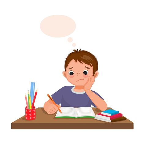 Lazy Kids, English Conversation For Kids, Desk At Home, Student Images, Character Turnaround, Bored Kids, Kids Vector, Instagram Frame Template, Do Homework