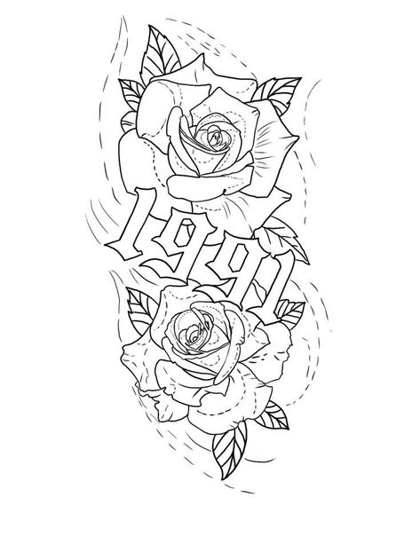 Cool Tats Stencil, Rose Tattoo Sketch Design, Tattoo Designs Leg Men, Best Tattoo Stencils, Rose Tattoo Design Outline, Money Rose Tattoo Stencil, Sleeve Tattoos Stencil, Rose Tattoo Stencil Outline, 2 Roses Tattoo Design