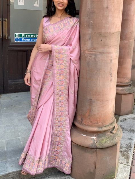 Saree On Brown Skin, Nepalese Wedding, Pastel Saree, Pink Sari, Brown Clothes, Ethnic Saree, Desi Vibes, Desi Dress, Royal Indian