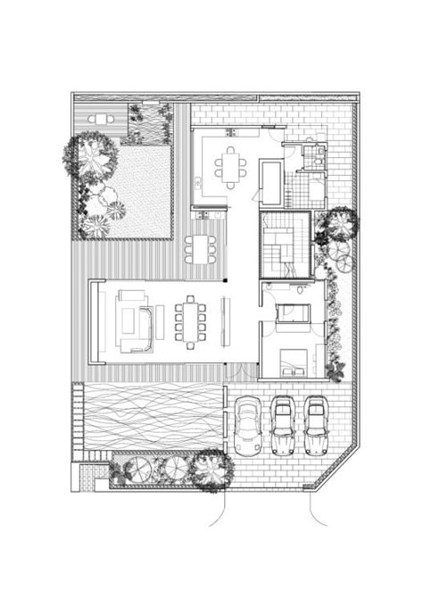 Gallery of Sunset Terrace House / a_collective - 25 Hotel Floor Plan, Bungalow Floor Plans, Hotel Floor, Architectural Floor Plans, Villa Plan, Corner House, Terrace Design, House Architecture, Bungalow House Design