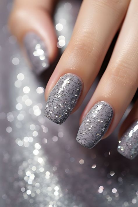 gray glitter nails, nails, nail art, nail design, nail inspiration, beauty, gray nails, glittery nails, stylish nails,nail aesthetics, nail colors, nail shades, nail shades, nail styles, nail goals, nail glamour, nail obsession, nail magic, nail vibes, nail vibes, nail glam, christmas nails, fall holiday nails, winter nails, winter nail designs, pretty nails ideas, christmas nails, holiday nails, christmas nail designs, new years eve nails glitter, winter christmas nails, new years 2024 Gray Glitter Nails, Glam Christmas Nails, New Years Eve Nails Glitter, Nail Designs New Years, Pretty Nails Ideas, Nails Ideas Christmas, New Years Nail, Nail Aesthetics, Nail Vibes