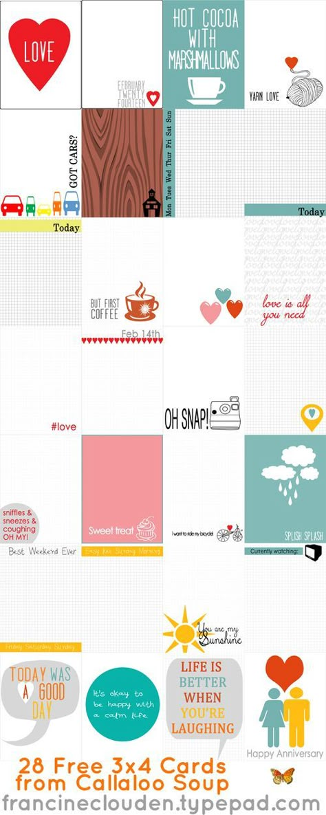 Free Project Life Printables, Project Life Free, Project Life Freebies, Printable Journal Cards, Life Printables, Project Life Printables, Project Life Scrapbook, To Do Planner, Project Life Cards