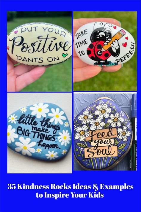 Create Joy with Kindness Rocks - Fun way to spread positivity for kids and adults Happy Rock Painting Ideas, Inspirational Rock Painting Ideas, Positive Rock Painting Ideas, Kindness Rocks Ideas, Kindness Rock Garden, Simple Rock Painting Ideas, Painting Ideas Kids, Indoor Scavenger Hunt, Kindness Rocks Project