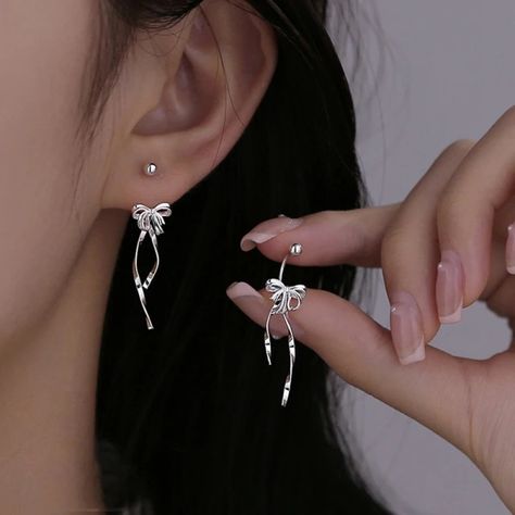 Just found this amazing item on AliExpress. Check it out! $0.95 | Silver Color Simple Sweet Cute Ribbon Bow Earrings for Women New Trend Curved Hook Screw Buckle Earrings Wedding Jewelry Gift Feminine Earrings, Cute Ribbon, Metal Drop, Bow Earrings, Earrings Wedding, New Trend, Mua Sắm, Ribbon Bow, Elegant Earrings