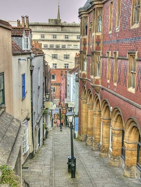 Christmas Steps, Bristol.........just beautiful.  Look at all those arches and the narrow street.  How old might these buildings be? Bristol Architecture, England Houses, Narrow Street, City Of Bristol, Bristol England, West England, Bristol City, Bristol Uk, Travel Humor