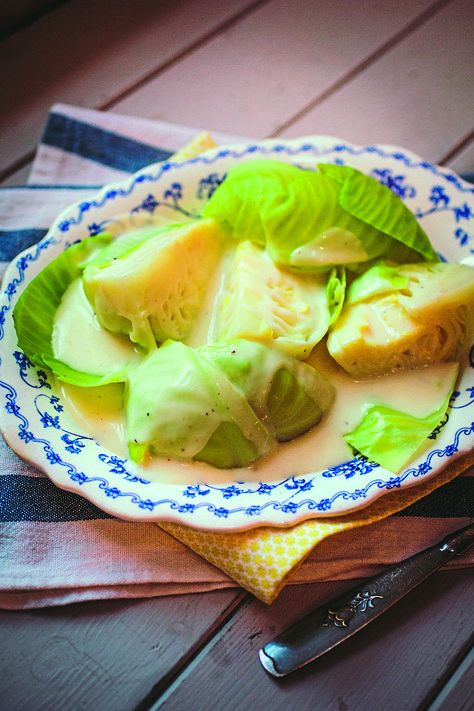 CREAMED SWEETHEART CABBAGE. This is a lovely winter dish and is an excellent accompaniment to baked fish or sausages. #Sweetheart #Cabbage #Winter #Food #AnnaPettigrew #KitchenGardenUK #Cook Winter Dishes, Baked Fish, Cabbage Recipes, Kitchen Garden, Celery, Fish, Cream, Fruit, Baking