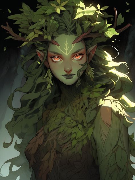 Dryad Dnd Art, Fantasy Dryad Art, Dryad Dnd, Fantasy Dryad, Dryad Art, Dnd Druid, Forest Elf, Female Elf, Fantasy Forest