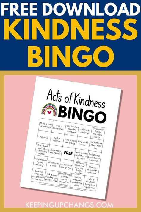 Free Acts Of Kindness, Acts Of Kindness Printables, Kindness Bingo, Diversity Activities, Bingo Challenge, Kindness Ideas, Teaching Kindness, Community Workers, Kindness Challenge