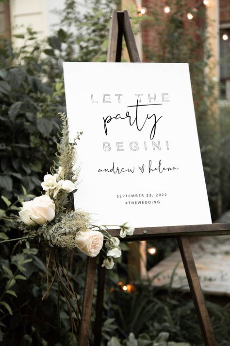 Let The Party Begin Wedding Sign, Modern Wedding Reception Sign, Printable Welcome Sign, Editable Welcome Poster Template, Reception Signs Wedding Sign Modern, Modern Wedding Reception, Reception Entrance, Reception Sign, Wedding Reception Signs, Reception Signs, Welcome Poster, Welcome To The Party, Wedding Welcome Signs