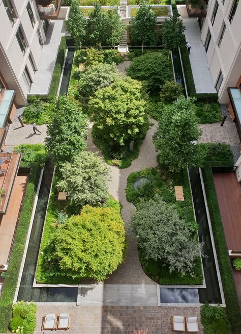 Holland Park Villas by Gillespies « Landscape Architecture Platform | Landezine Holland Park Villas, Pocket Park Design, Architecture Courtyard, Landscape Park, Courtyard Landscaping, Pocket Park, Urban Landscape Design, Courtyard Design, Acrylic Landscape