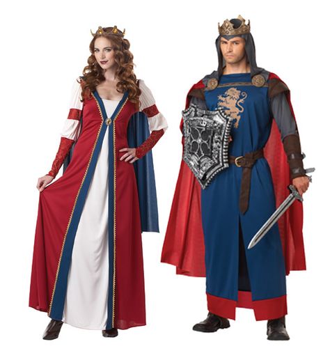 Guinevere and King Arthur King Arthur Costume, Arthur Costume, Unique Couples Costumes, Group Costume Ideas, Fairy Fancy Dress, Medieval Princess, World Book Day Costumes, Matching Halloween Costumes, Book Day Costumes