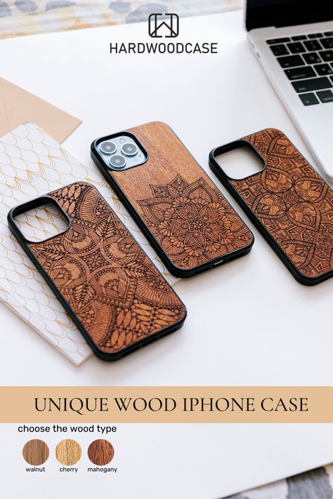 Stunning Spiritual Mandala Wood Case for iPhone with Magsafe case for 14, 13, 12, 11, X/XS, etc. Wood Phone Accessories, Cellphone Speaker Wood, Mandala On Phone Case, Wooden Phone Case, Small House Front Design, Wood Phone Case, Mandala Iphone Case, Wooden Words, Wood Case Iphone