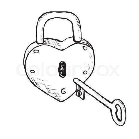 Heart lock and key Key And Lock Drawing, Lock And Key Sketch, Lock Sketch Drawings, Lock And Key Drawing Simple, Lock Drawing Simple, Lock And Key Drawing, Heart Lock Drawing, Lock And Key Illustration, Heart Lock Key Tattoo