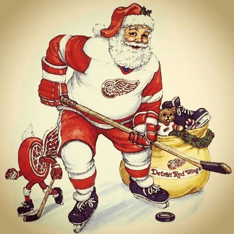 Detroit Red Wings Hockey Christmas Santa Hockey Santa, Backyard Rink, Hockey Christmas, Detroit History, Michigan Girl, Michigan Sports, Bruins Hockey, Detroit Sports, Detroit City