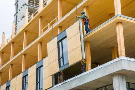 Image 3 of 18 from gallery of Inside Vancouver's Brock Commons, the World's Tallest Timber Structured Building. Courtesy of naturallywood.com Wooden Skyscraper, Mass Timber, Timber Architecture, Building Images, House Facade, Timber Buildings, Wood Building, Wood Architecture, Building House