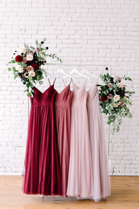 Revelry Bridesmaid Dresses, Revelry Bridesmaid, Wedding Guest Etiquette, Rose Wedding Theme, Pink Purple Wedding, Indian Bridesmaids, Red Wedding Theme, Wedding Party Outfits, Gold Wedding Theme