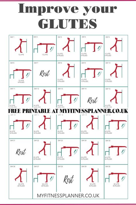 standing donkey kicks Exercise Chart, Standing Exercises, 30 Day Squat Challenge, Train Insane Or Remain The Same, Wall Workout, Squat Challenge, Chair Exercises, Donkey Kicks, Quick Workout Routine