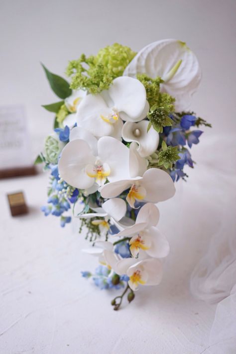 Blue Orchid Wedding Bouquet, Blue Orchid Wedding, Orchid Bouquet Wedding, Bride Era, Nikah Decor, Elegant Wedding Bouquets, Wedding Cruise, Bridal Bouquet Blue, Wedding Design Inspiration