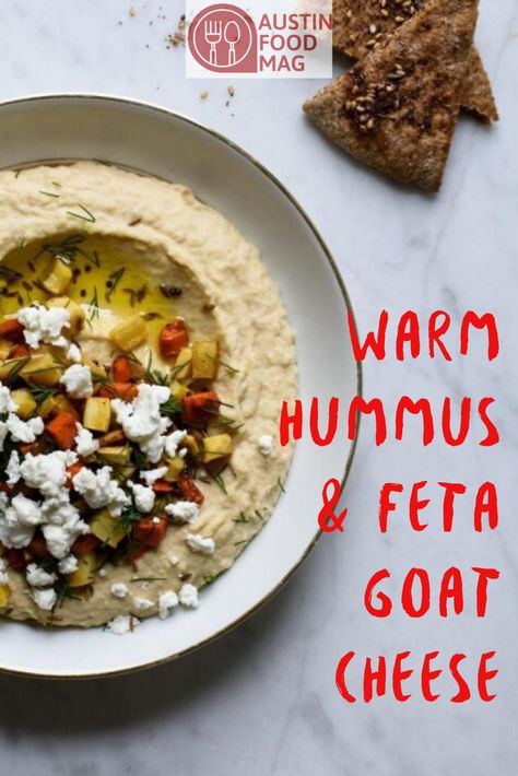 Warm Hummus Dip, Goat Cheese Hummus, Hummus Dip, Goat Cheese Recipes, Austin Food, Roasted Root Vegetables, Hummus Recipe, Cheese Recipe, Root Vegetables