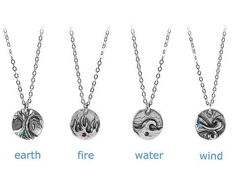 ELEMENTS NECKLACE | Four Element, Earth, Wind, Water and Fire, Recycled Sterling Silver, Astrology, Signs, Horoscope, Zodiac | UncommonGoods Avatar Symbols, Bff Stuff, Water And Fire, Signs Horoscope, Element Necklace, Bff Jewelry, Element Earth, Earth Wind, Friend Jewelry