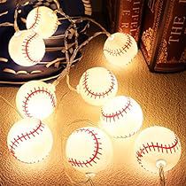 Ball Theme Party, Sports Theme Party, Baseball Ornaments, Sports Room Decor, Baseball Room, String Ball Lights, Baseball Decor, Battery String Lights, Baseball Party