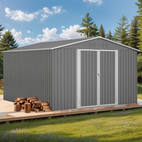 PRICES MAY VARY. Plenty of Storage Space: With a 10x12 shed, you get plenty of room for large outdoor tools like lawnmowers, snowmobiles, and motorcycles, or for general storage needs. Size Matters: Unlike smaller sheds on the market, our storage shed 10x12 provides a spacious 120 square feet, perfect for your outdoor storage needs. Robust and Resilient: Enhanced metal plates contribute to the shed's weight of 250 lbs, surpassing cheaper alternatives and significantly reinforcing stability. With Back Yard Sheds Buildings, Shed 10x12, Backyard Storage Buildings, 10x12 Shed, Outdoor Shed, Yard Sheds, Backyard Storage, Metal Storage Sheds, Large Sheds