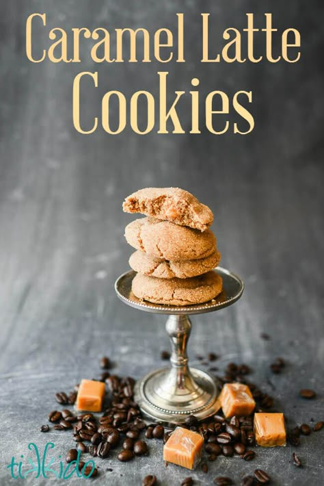 Caramel latte cookies are coffee flavored cookies filled with caramel.  This recipe has all the delicious flavors of a caramel latte in chewy cookie form. Coffee Flavored Cookies, Latte Cookie, Flavored Cookies, Salted Caramel Pretzels, Chocolate Chip Shortbread Cookies, Salted Caramel Mocha, Soft Cookies, Caramel Pretzels, Toffee Cookies