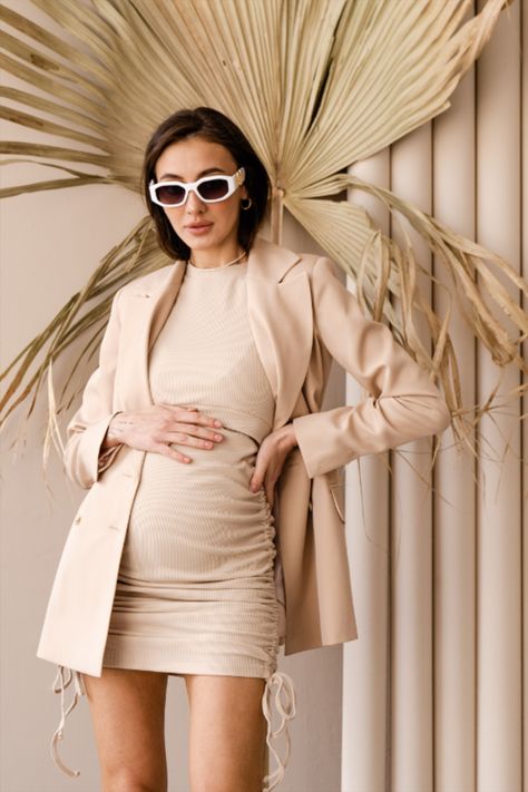 Spring and summer maternity fashion. Beige maternity dress is a perfect maternity outfit. Maternity Mini Dress, Cream Maternity Dress For Spring, Nude Maternity Dress Casual, Summer Beige Maternity Dress, Spring Maternity Dress In Beige, Beige Maternity Dress, Dress For Pregnant, Spring Bump-friendly Maternity Dress, Baby Aesthetic