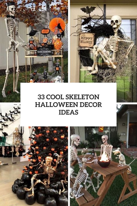 cool skeleton halloween decor ideas cover Skeleton Decor Ideas, Skeleton Decorations Outdoor, Skeleton Display, Diy Halloween Skeleton, Skeleton Halloween Decor, Skeleton Decor, Halloween Fireplace, Scary Halloween Decorations Diy, Halloween Skeleton Decorations